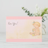 Vintages Baby Einladung (Stehend Vorderseite)