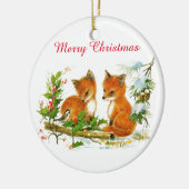 Vintages Baby Foxes Keramik Ornament (Links)