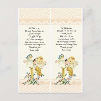 Vintages Baby Girl in Mail Box Kinderdusche Gefall Postkarte