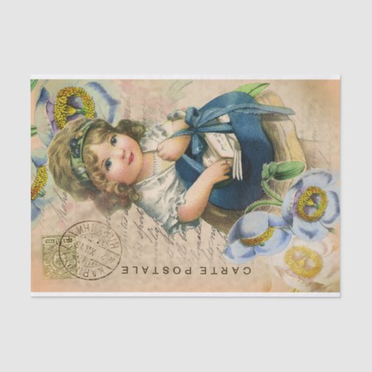 Vintages Baby Girl Postcard Entpackungs-Tissue Pap Seidenpapier (Vorderseite)