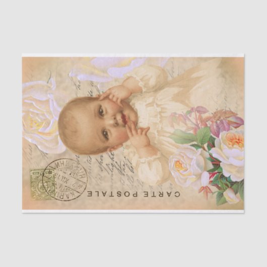 Vintages Baby Girl Postcard Entpackungs-Tissue Pap Seidenpapier (Vorderseite)
