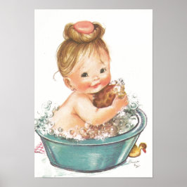 Vintages Baby in der Badewanne Poster