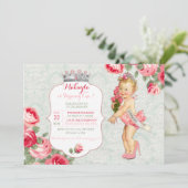 Vintages Baby-kleines Fräulein American Pageant Einladung (Stehend Vorderseite)