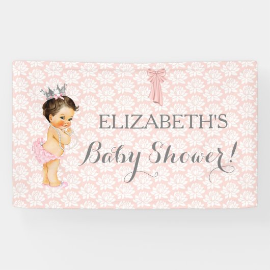 Vintages Baby-Mädchen-Rosa-Weiß u. Grau Banner (Horizontal)