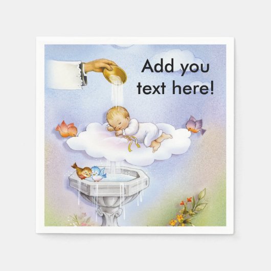 Vintages Baby-Mädchen Taufe Christening napkin Serviette (Vorderseite)