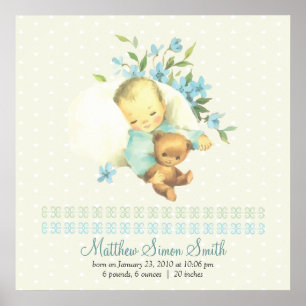 Vintages Baby Personalisierte Geburt Poster