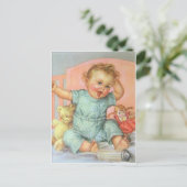Vintages Baby und Spielzeug Postkarte (Stehend Vorderseite)
