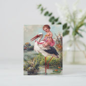 Vintages Baby und Storch (Stehend Vorderseite)