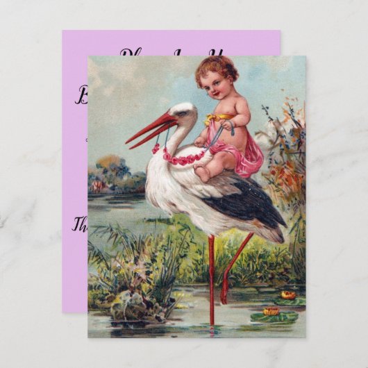 Vintages Baby und Storch (Vorne/Hinten)