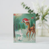 Vintages Baby Weihnachtshirsch und sonnig Feiertagspostkarte (Stehend Vorderseite)