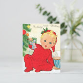 Vintages Baby's First Christmas Feiertagskarte (Stehend Vorderseite)