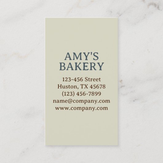 Vintages Backbäckergebäck Koch Bäckerei Kuchen Visitenkarte (Rückseite)