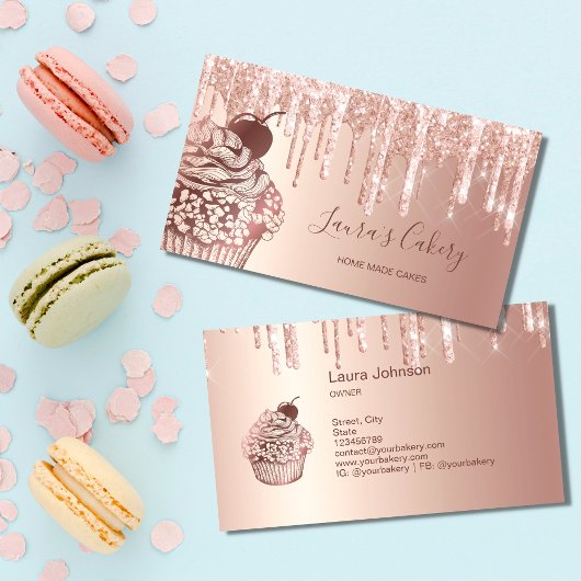 Vintages Bäckerei Cupcake Koch Catering Süßigkeite Visitenkarte