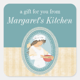 Vintages BackGirl-Backbäckerchen Quadratischer Aufkleber