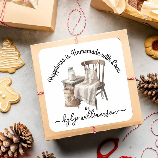 Vintages Backglücks ist hausgemacht Quadratischer Aufkleber