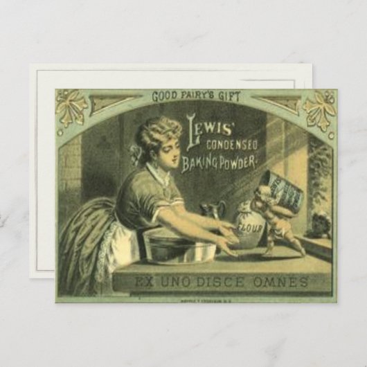 Vintages Backpulver Postkarte von 1880 (Vorne/Hinten)
