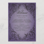 Vintages Bad bis zum Tod Lila Hochzeit Programm (Vorderseite)