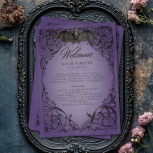Vintages Bad bis zum Tod Lila Hochzeit Programm