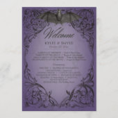 Vintages Bad bis zum Tod Lila Hochzeit Programm (Vorderseite)
