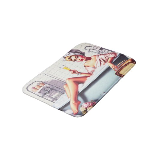 Vintages Bad-Button Badematte (Schrägansicht)