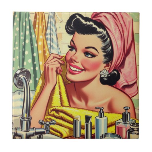 Vintages Bad Button nach oben Fliese (Vorderseite)