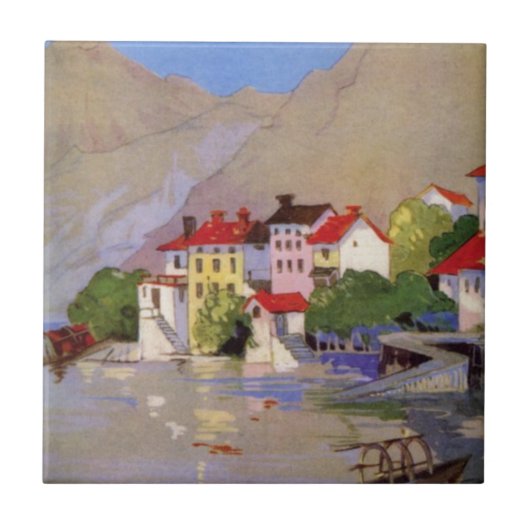 Vintages Badeort Italien Tourismus Fliese (Vorderseite)