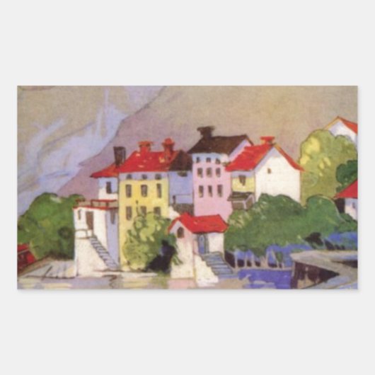 Vintages Badeort Italien Tourismus Rechteckiger Aufkleber (Vorderseite)