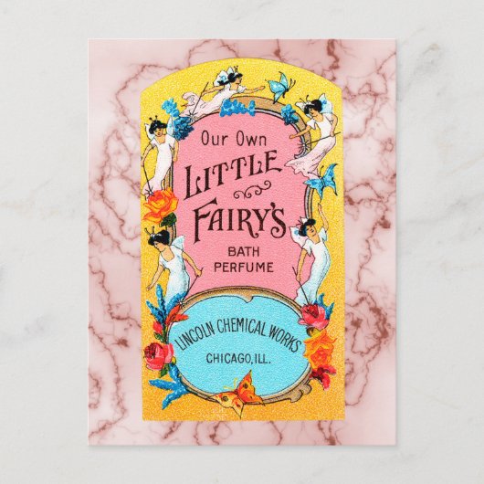 Vintages Badeparfüm unserer kleinen Fee Postkarte (Vorderseite)