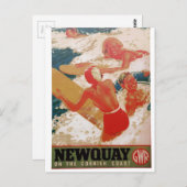 Vintages Bahnposter, Newquay Cornwall Postkarte (Vorne/Hinten)