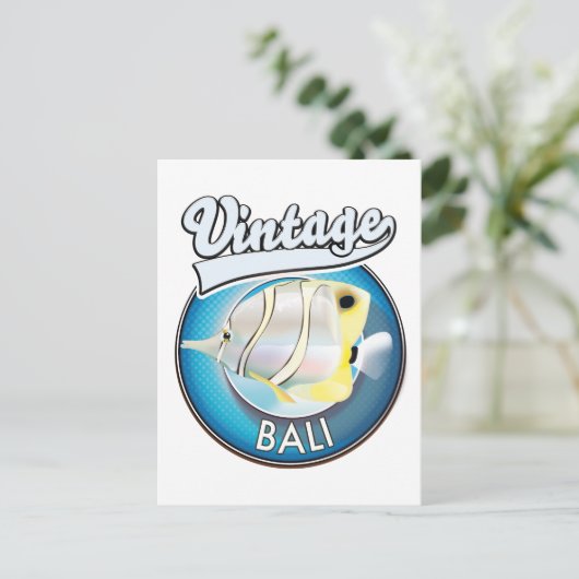 Vintages Bali Retro-Logo Postkarte (Stehend Vorderseite)