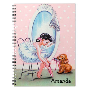 Vintages Ballerina-Bild-Notizbuch Notizblock