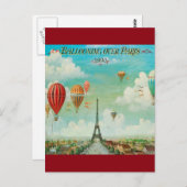 Vintages Ballooning über die Postkarte von Paris (Vorne/Hinten)