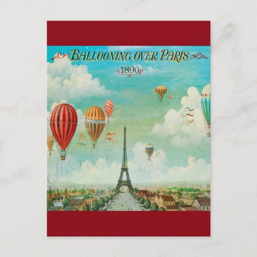Vintages Ballooning über die Postkarte von Paris (Vorderseite)