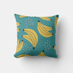 Vintages Bananenmuster, blauer Hintergrund. Kissen