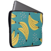 Vintages Bananenmuster, blauer Hintergrund. Laptopschutzhülle (Vorne Rechts)