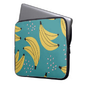 Vintages Bananenmuster, blauer Hintergrund. Laptopschutzhülle (Vorderseite Links)