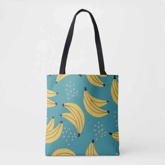 Vintages Bananenmuster, blauer Hintergrund. Tasche (Vorderseite)