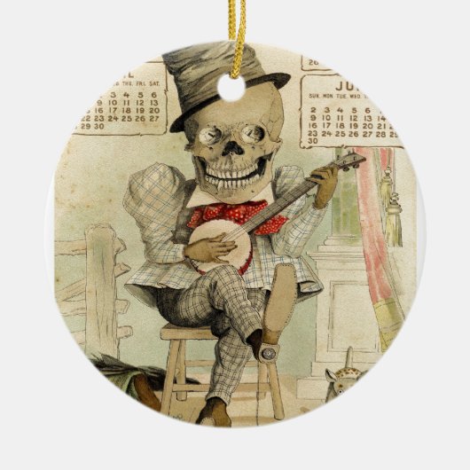 Vintages Banjo, das Skelett spielt Keramikornament (Vorne)