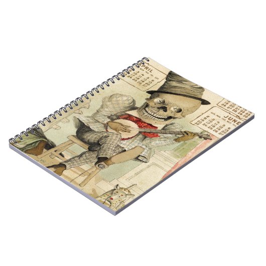 Vintages Banjo, das Skelett spielt Notizblock (Linke Seite)