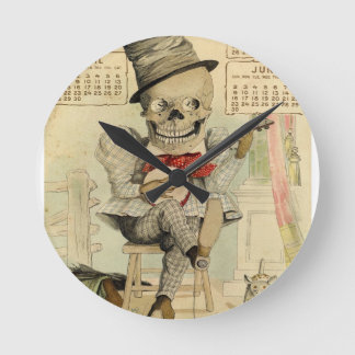 Vintages Banjo, das Skelett spielt Runde Wanduhr