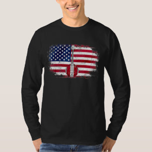 Vintages Banjo mit amerikanischem Flag Music Orche T-Shirt