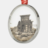 Vintages Bank-Gebäude Ornament Aus Metall (Links)