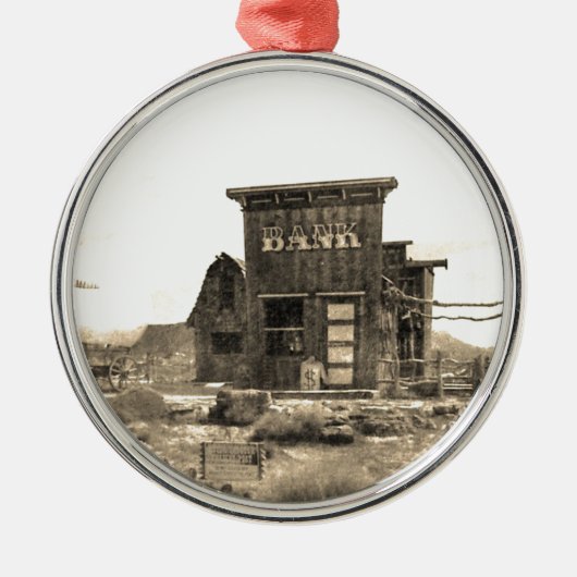 Vintages Bank-Gebäude Ornament Aus Metall (Vorne)