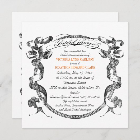 Vintages Banner Blühe Skript-Brautparty Einladung (Vorne/Hinten)