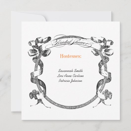 Vintages Banner Blühe Skript-Brautparty Einladung (Rückseite)