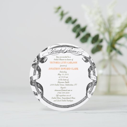 Vintages Banner Blühe Skript-Brautparty Einladung (Stehend Vorderseite)