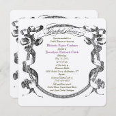 Vintages Banner Blühe Skript-Brautparty Einladung (Vorne/Hinten)