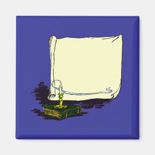 Vintages Banner und Buch mit Kerzenvorlage Magnet