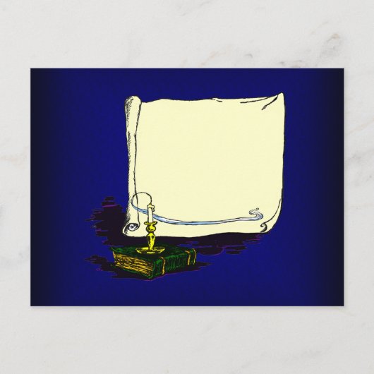 Vintages Banner und Buch mit Kerzenvorlage Postkarte (Vorderseite)