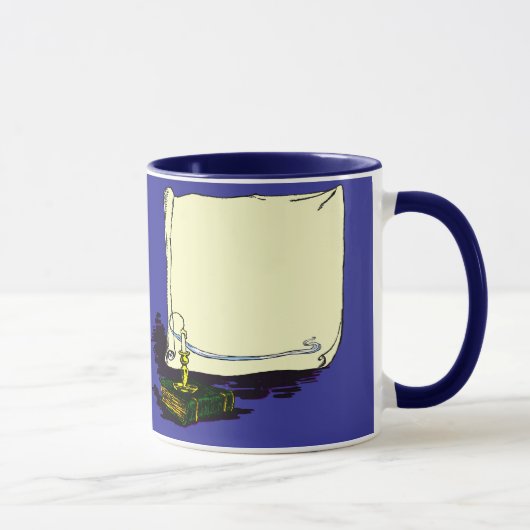 Vintages Banner und Buch mit Kerzenvorlage Tasse (Rechts)